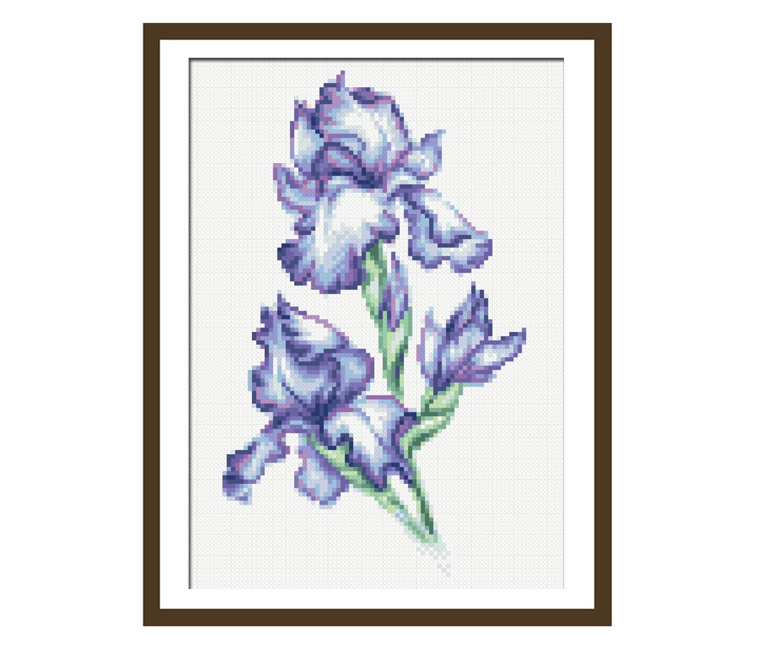 Instant Download PDF Cross Stitch Pattern Irises Cross Stitch Pattern ...