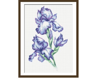 Instant Download PDF cross stitch pattern Irises cross stitch pattern flowers Plant cross stitch pattern butterfly cross stitch Rainbow