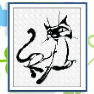 Black cat cross stitch pattern Modern cross stitch cat cross stitch pattern animal cross stitch pattern baby cross stitch