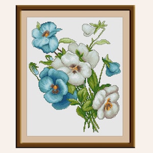 Modern cross stitch pattern heart cross stitch pattern flower cross stitch pattern floral cross stitch pattern gift embroidery