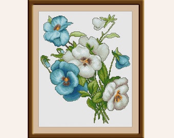 Modern cross stitch pattern heart cross stitch pattern flower cross stitch pattern floral cross stitch pattern gift embroidery