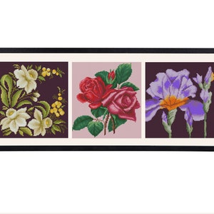 Download kruissteek-pdf Modern kruissteekpatroon cadeau kruissteek eenvoudige kruissteek borduurfoto bloemen kruissteekpatroon