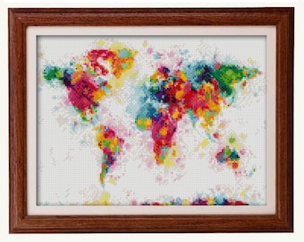 BUY 2 GET 1 FREE. Modern cross stitch pattern rainbow cross stitch pattern World map cross stitch pattern simple cross stitch embroidery