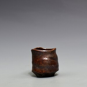 Wood fired yunomi tea cup with natural ash glazes Woodfired Japanese style wabisabi stoneware.