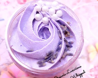 Handmade Organic Luxurious Lavender whipped body scrub shaving soap