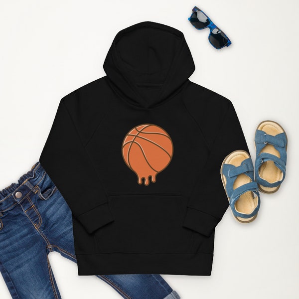 Kids eco hoodie with front pouch pocket basketball