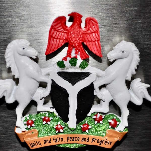 Two Horse Magnet, Nigeria Coat of Arm Magnet,Handmade Magnet, Decorative Magnet. Fridge magnets. Refrigerator Magnets