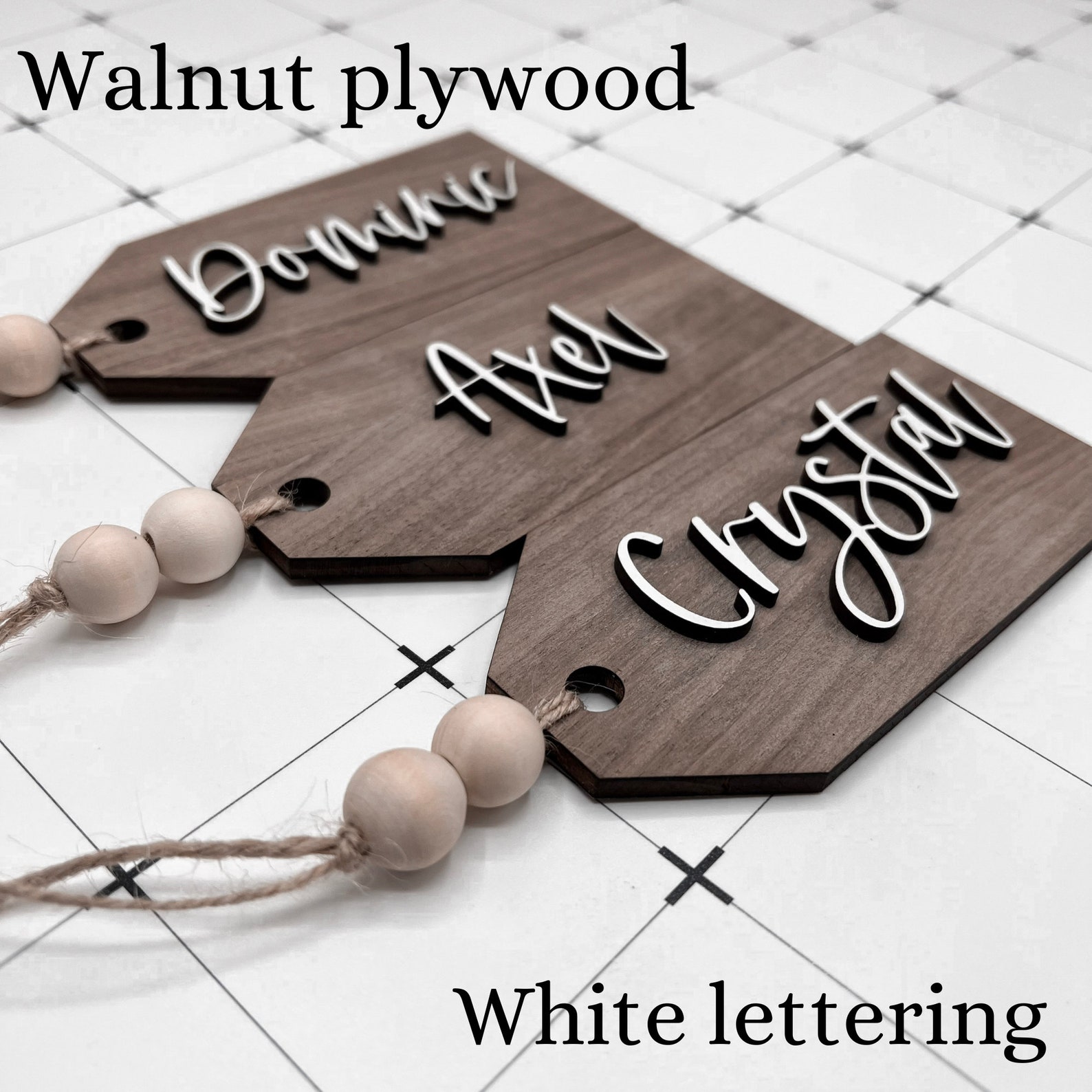 Beaded Wooden Name Tags for Stockings Custom Christmas Tags Etsy