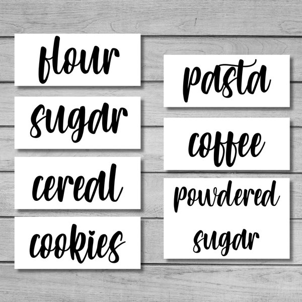 Canister Labels, Canister Set Decals, Kitchen Labels, Baking Labels, Container Labels, Pantry Labels, Canister Decals, Flour, Coffee, Sugar