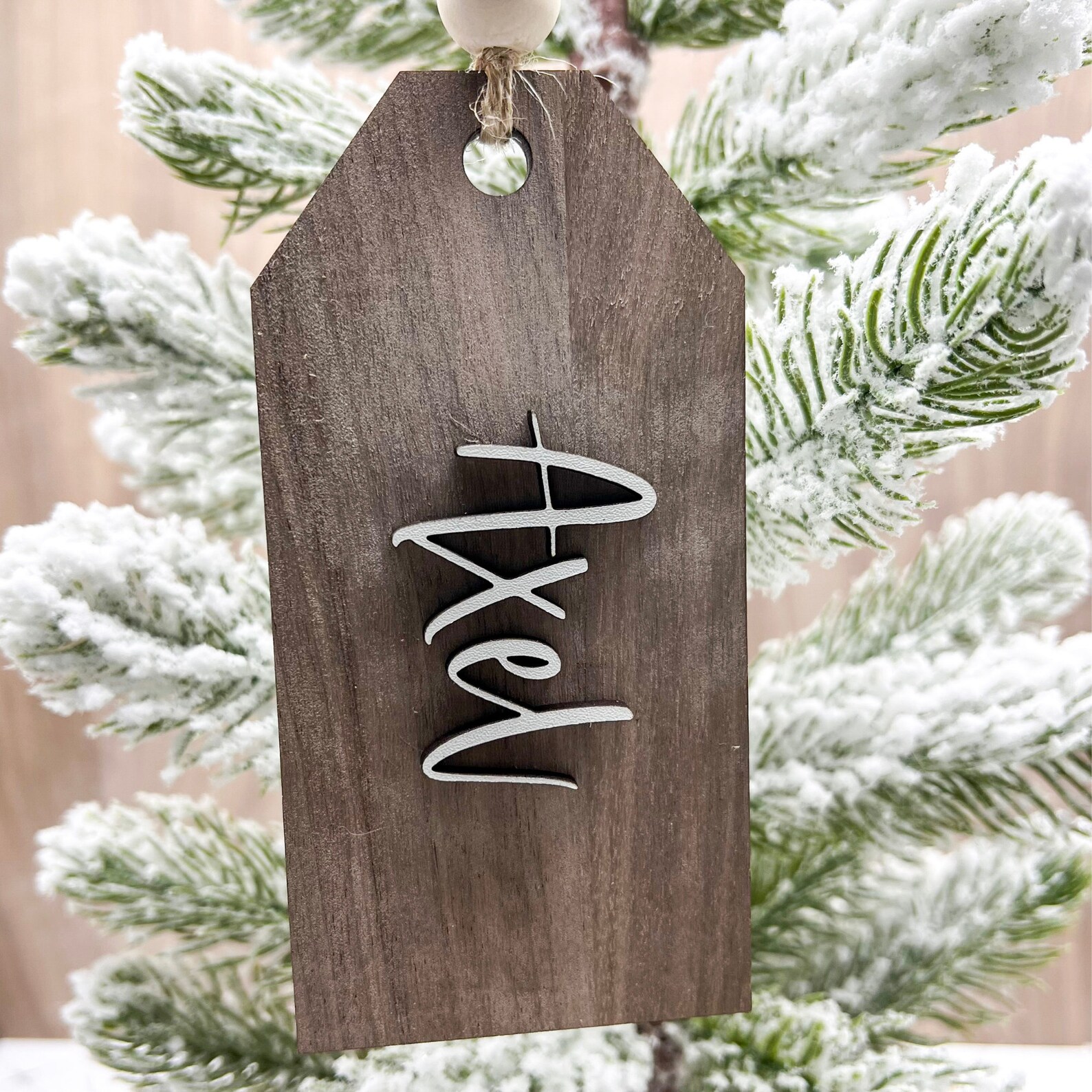 Beaded Wooden Name Tags for Stockings Custom Christmas Tags Etsy