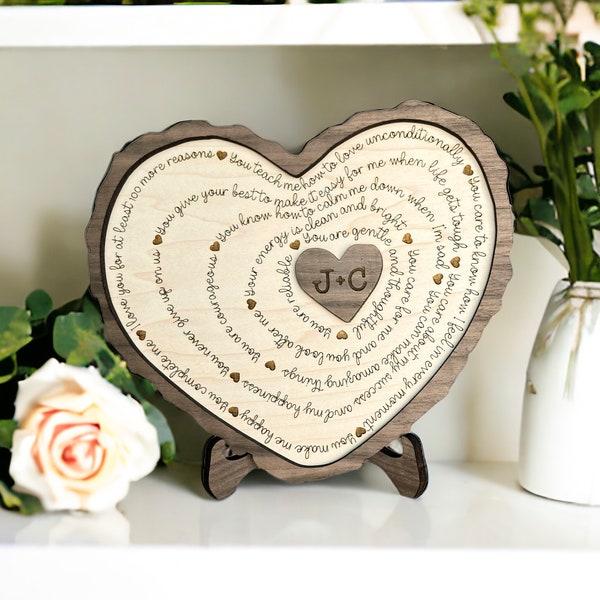 Reasons Why I love You Gift, Custom Heart Shaped Wooden Sign, Personalized Anniversary Gift For Him, Birthday Gift For Her