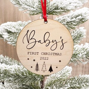 Personalized Baby's First Christmas Ornament 2023, New Baby Keepsake Gift, Custom Engraved Ornament, Wooden Ornament, Baby Shower Gift