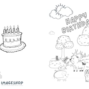 Birthday Card, Happy Birthday, Colour In Card, Instant Download, Printable Card, Colouring Card, Greeting Card, Kids, personalised card