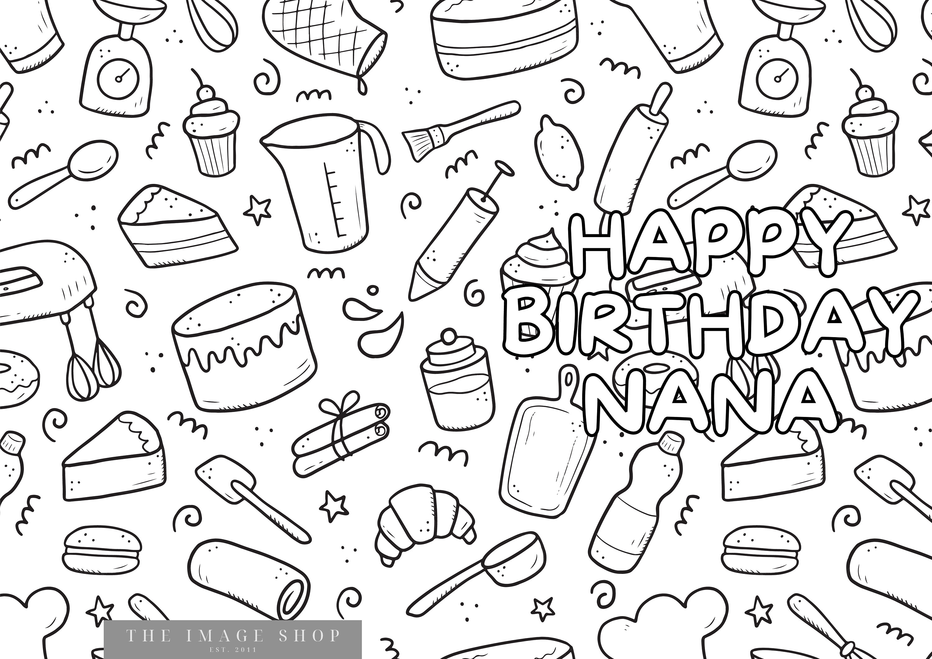 5 Nana Birthday Cards, Happy Birthday, Colour in Card, Instant Download ...