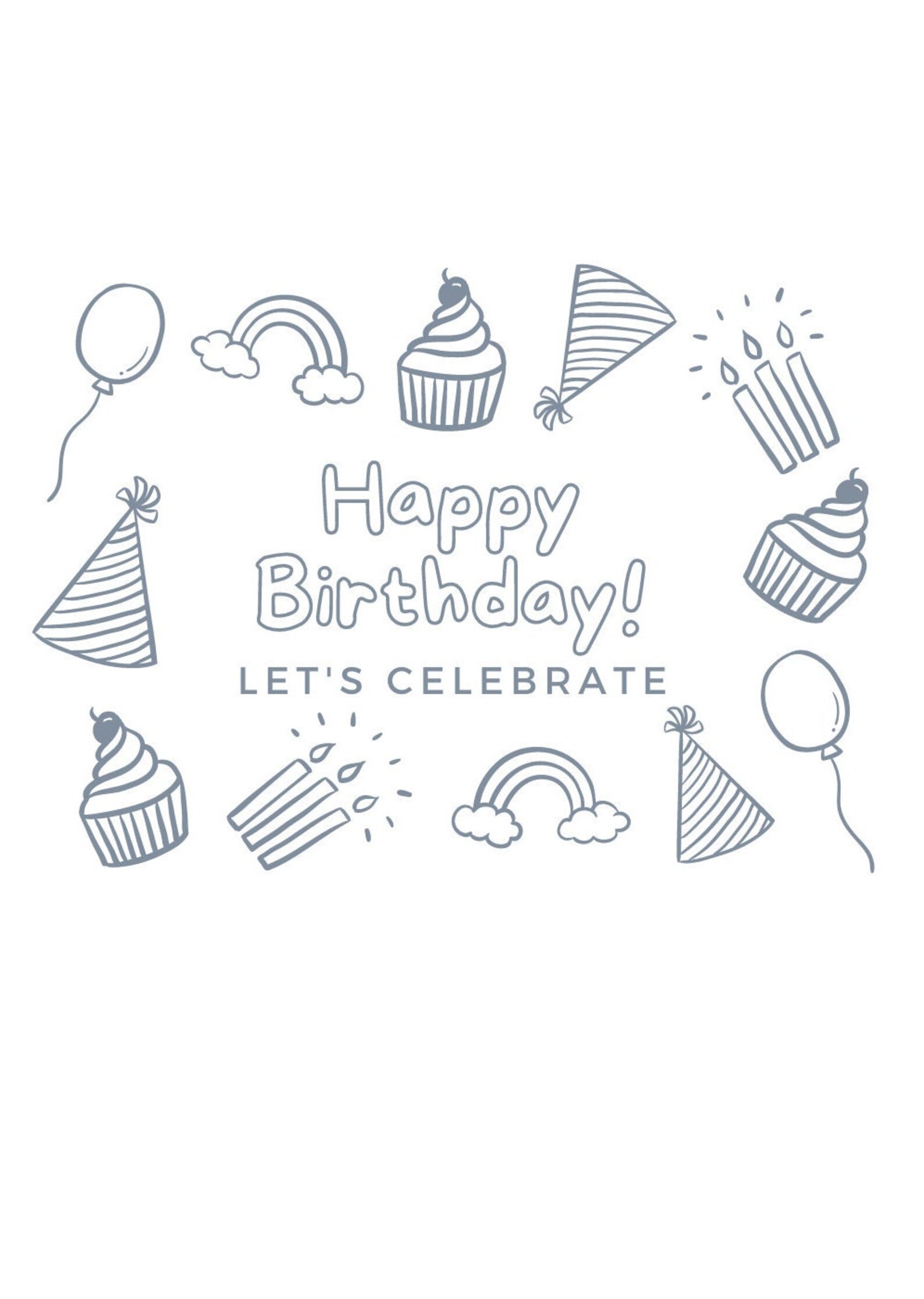 Birthday Card, Happy Birthday, Colour in Card, Instant Download ...