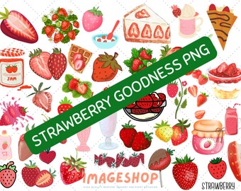 40 Strawberry Goodness Images PNG | Strawberry Fruit Food Kawaii PNG | Waterslide | Sublimation | Junk Journal | Instant Download | png