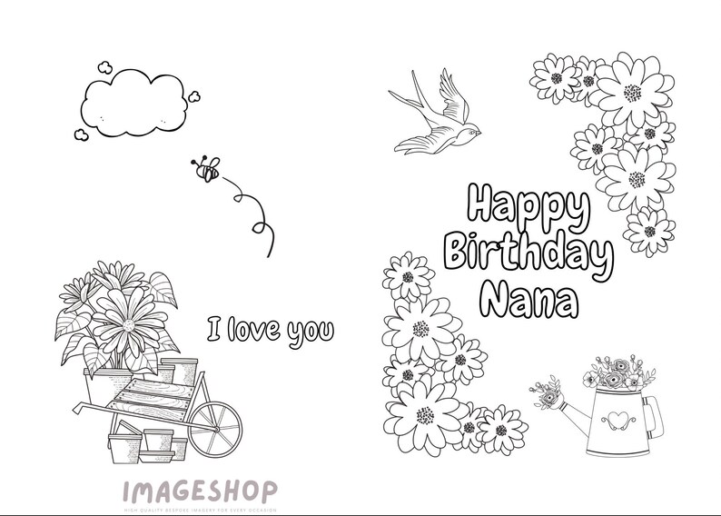 Printable Colour-in HAPPY BIRTHDAY NANA Card A4 Gift Card - Etsy Canada