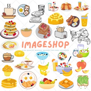 Breakfast Clip Art, Downloadable Digital Images, Printable images, Graphic, craft, Printables, Journals, Scrapbooks, cute, sweet