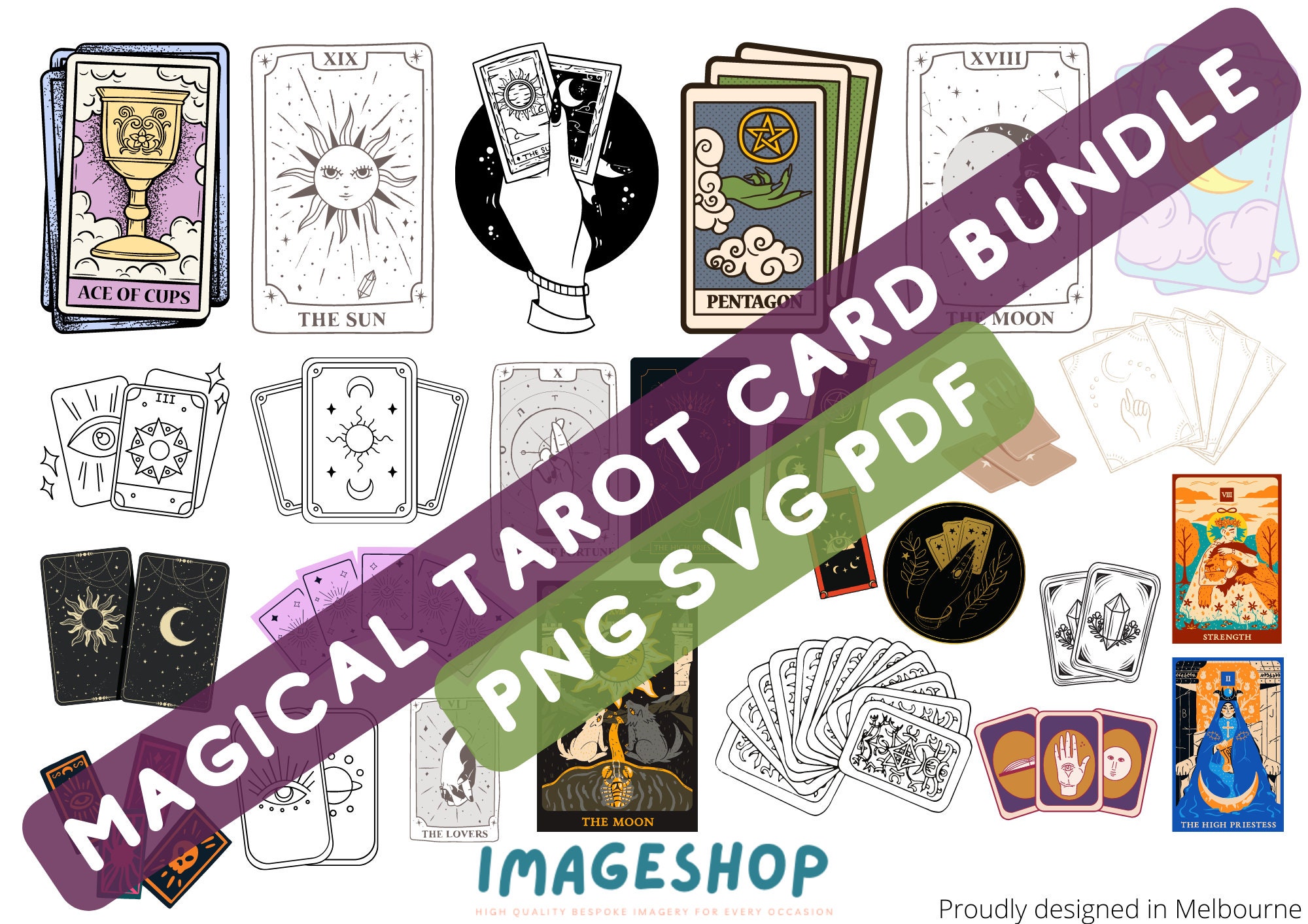 Tarot Cards SVG PNG PDF Handdrawn Image Bundle, Illustrations, Clipart