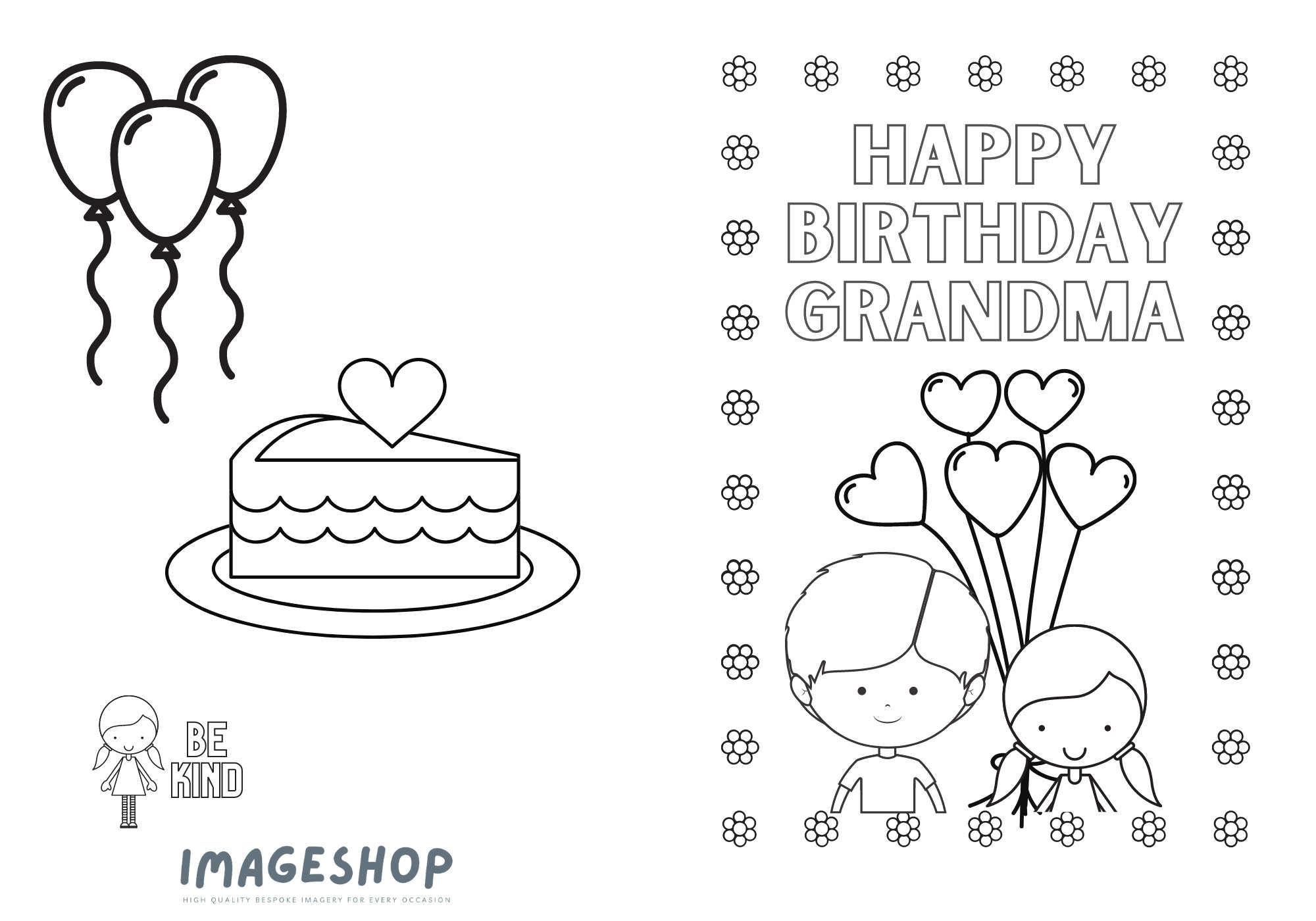 Grandma Birthday Card, Happy Birthday, Colour in Card, Instant Download, Printable Card, Colouring Card, Greeting Card, Personalised Card - Etsy