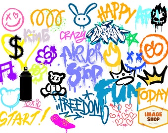 Graffiti Spray Paint Clip Art, Digital Download, Printable images, PNG, images, craft, Journals, Scrapbooks