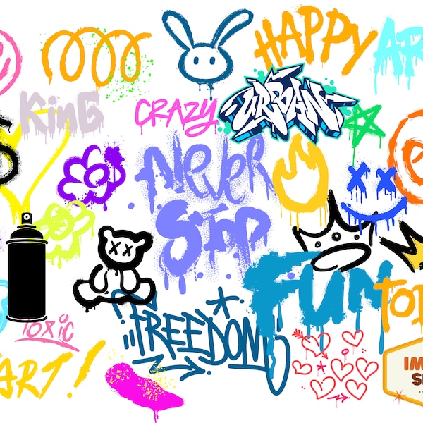 Graffiti Spray Paint Clip Art, digitaler Download, druckbare Bilder, PNG, Bilder, Handwerk, Journals, Scrapbooks