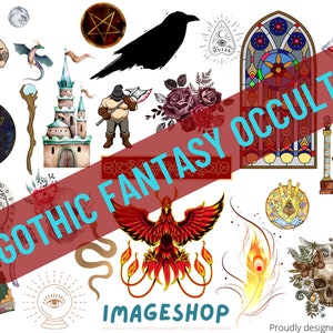 Gothic Fantasy Clipart Bundle: Occult DnD Illustrations (Digital Download)