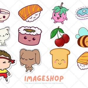 Mixed Kawaii Clip Art, Downloadable Digital Images, Printable images, Graphic, craft, Printables, Journals, Scrapbooks, cute, sweet