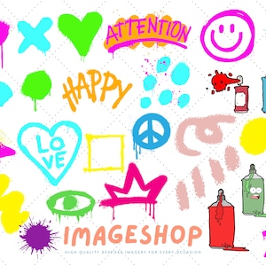 Graffiti Spray Paint Clip art snijden afbeeldingen SVG, Digitale Download, Afdrukbare afbeeldingen, PNG, afbeeldingen, ambacht, Tijdschriften, Plakboeken