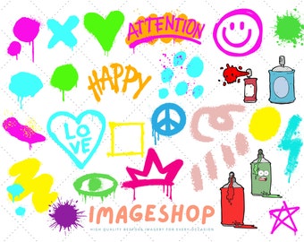 Graffiti Spray Paint Clip art cutting images SVG, Digital Download, Printable images, PNG, images, craft, Journals, Scrapbooks