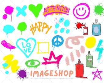 Graffiti Spray Paint Clipart: SVG, PNG Images for Crafts (Digital Download)