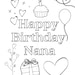 Nana Birthday Card, Happy Birthday, Colour in Card, Instant Download ...
