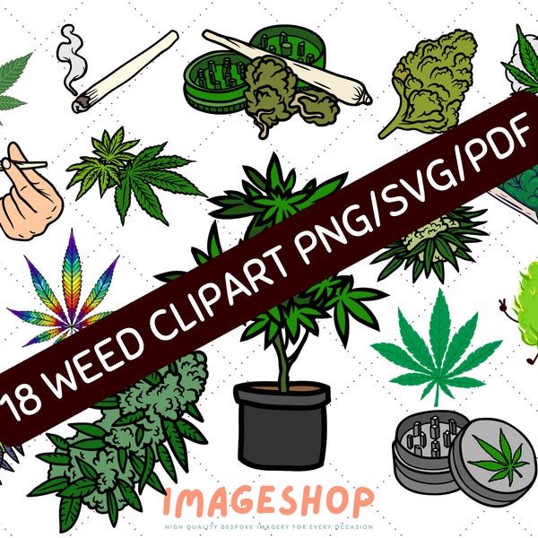 15 Cannabis Weed Marihuana SVG PNG PDF ClipArt, Digitale Download, Afdrukbaar, Cricut SVG, silhouet SVG, instant download, onkruid PNG