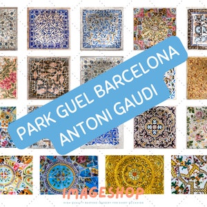 Antoni Gaudi Guel Park Barcelona | Keramische tegels PNG Afbeeldingen | Digitale afbeeldingen | Marokkaanse Portugese Mozaïek Tegels Art | Spaanse Tegels