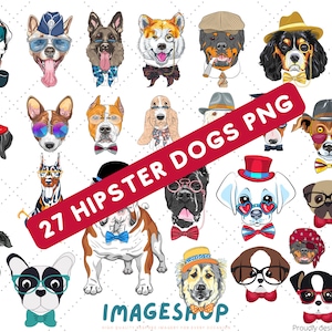 27 Hipster Dogs Collection | Instant Downloads | Sublimation | Waterslides | Digital Downloads | 2000 x 2000 pixels png | Junk Journal |