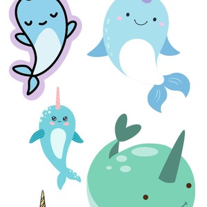 Cute Narwhals Clip Art, PNG PDF SVG Downloadable Digital Images ...