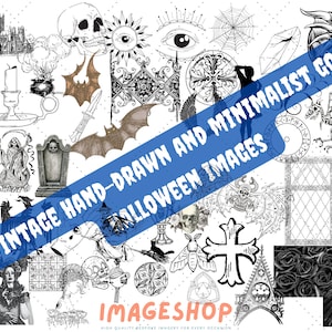 Gothic Vintage Hand-drawn Occult Image Bundle, Illustrations, Clipart, DnD, Printable images, digital stickers, vectors, monotone, spooky