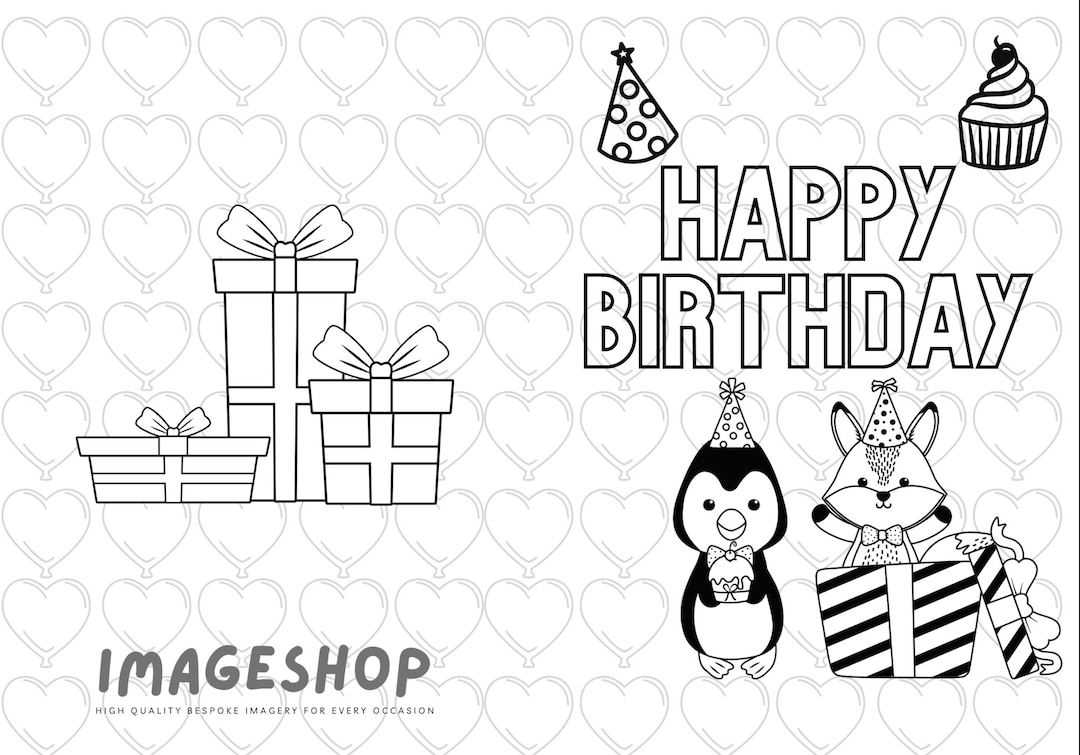 Birthday Card Happy Birthday Colour in Card Instant - Etsy
