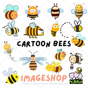 Clipart Bee, Pobieralne obrazy cyfrowe, Obrazy do druku, Grafika, Rzemiosło, Materiały do druku, Dzienniki, Albumy, słodkie, słodkie