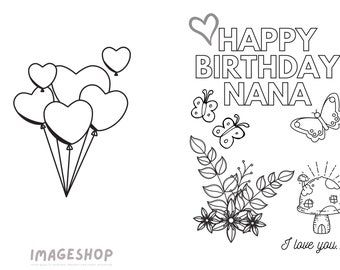 Printable Colour-in HAPPY BIRTHDAY NANA Card A4 Size Print at - Etsy Canada