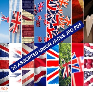 20 Assorted Union Jacks jpg - Drapeau anglais - Drapeau du Royaume-Uni - Union Jack JPG - photographies