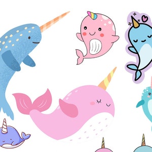 Cute Narwhals Clip Art, PNG PDF SVG Downloadable Digital Images ...