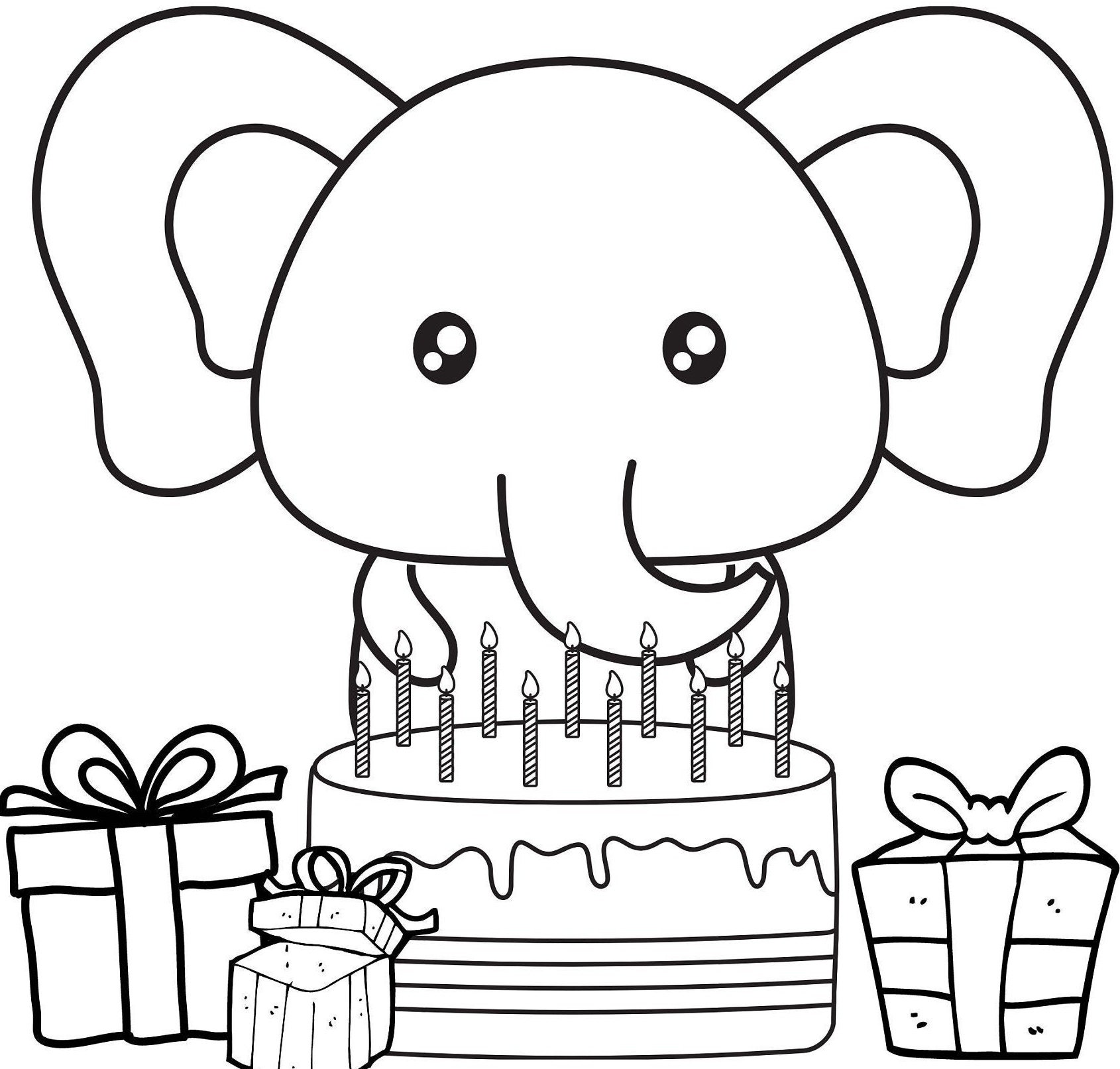 Printable ColourIn HAPPY BIRTHDAY elephant Etsy