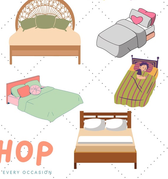 Bed Beds Clip Art, Downloadable Digital Images, Printable Images, Graphic,  Craft, Printables, Journals, Scrapbooks, Cute, Sweet - Etsy