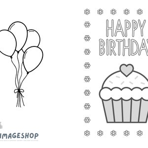 Birthday Card, Happy Birthday, Colour in Card, Instant Download ...