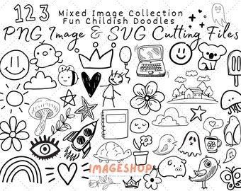 Fun Childish Doodles: PNG & SVG Squiggle Vector Images (Digital Download)