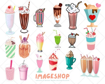 Milkshake Clip Art, Downloadable Digital Images, Printable images, Graphic, craft, Printables, Journals, Scrapbooks, cute