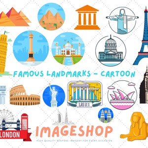 Famous Landmarks, Downloadable Digital Images, Printable images, Graphic, craft, Printables, Journals, Scrapbooks, cute, sweet