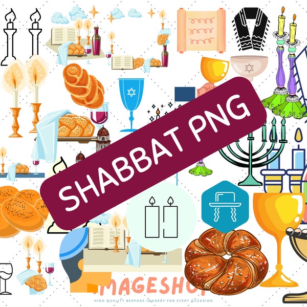 Shabbat Jewish icons Clip Art, Jewish PNG, Shabbat celebration, Hebrew food, Downloadable Digital Images, Printable images