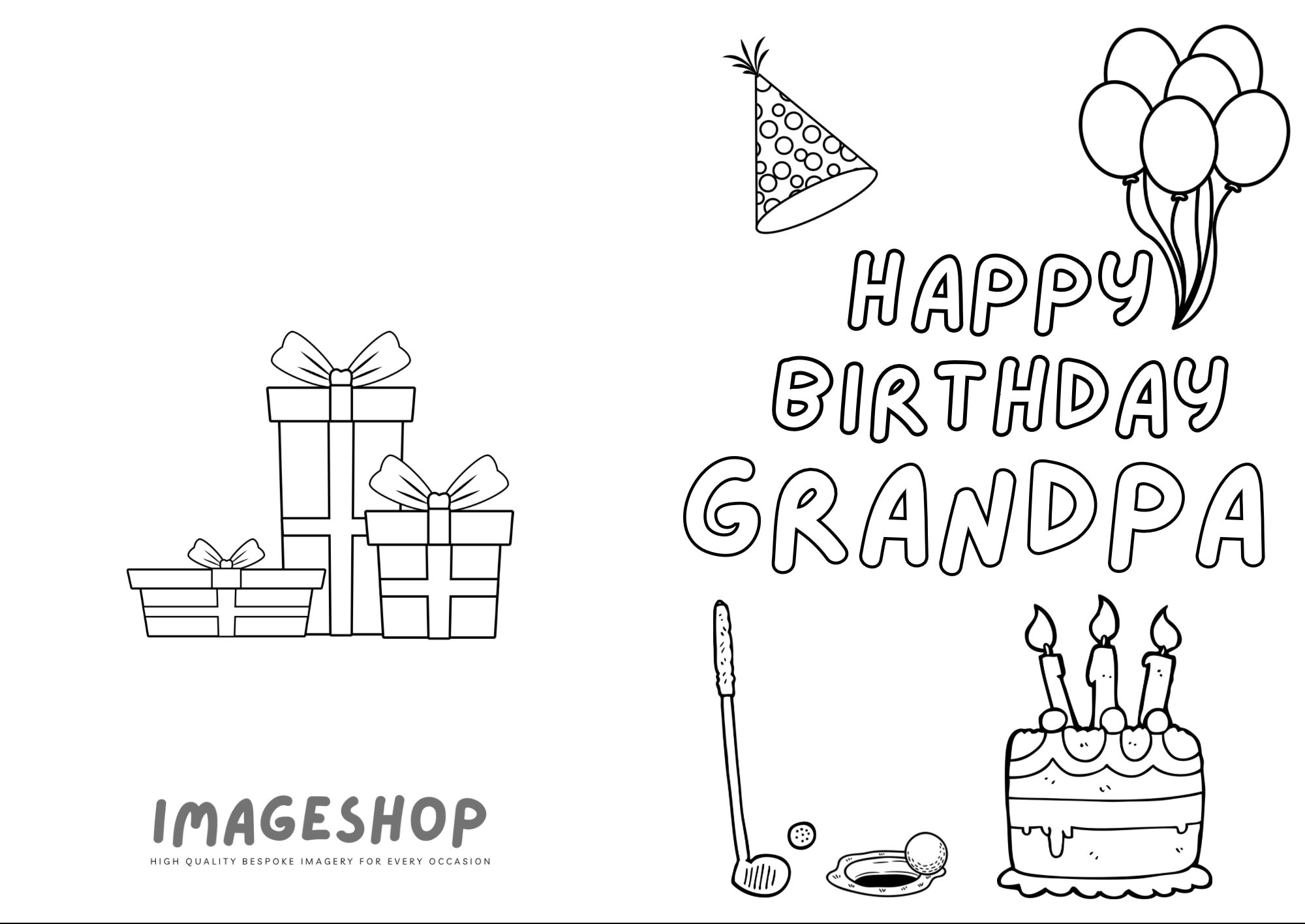 Grandpa Birthday Card, Happy Birthday, Colour in Card, Instant Download, Printable Card ...